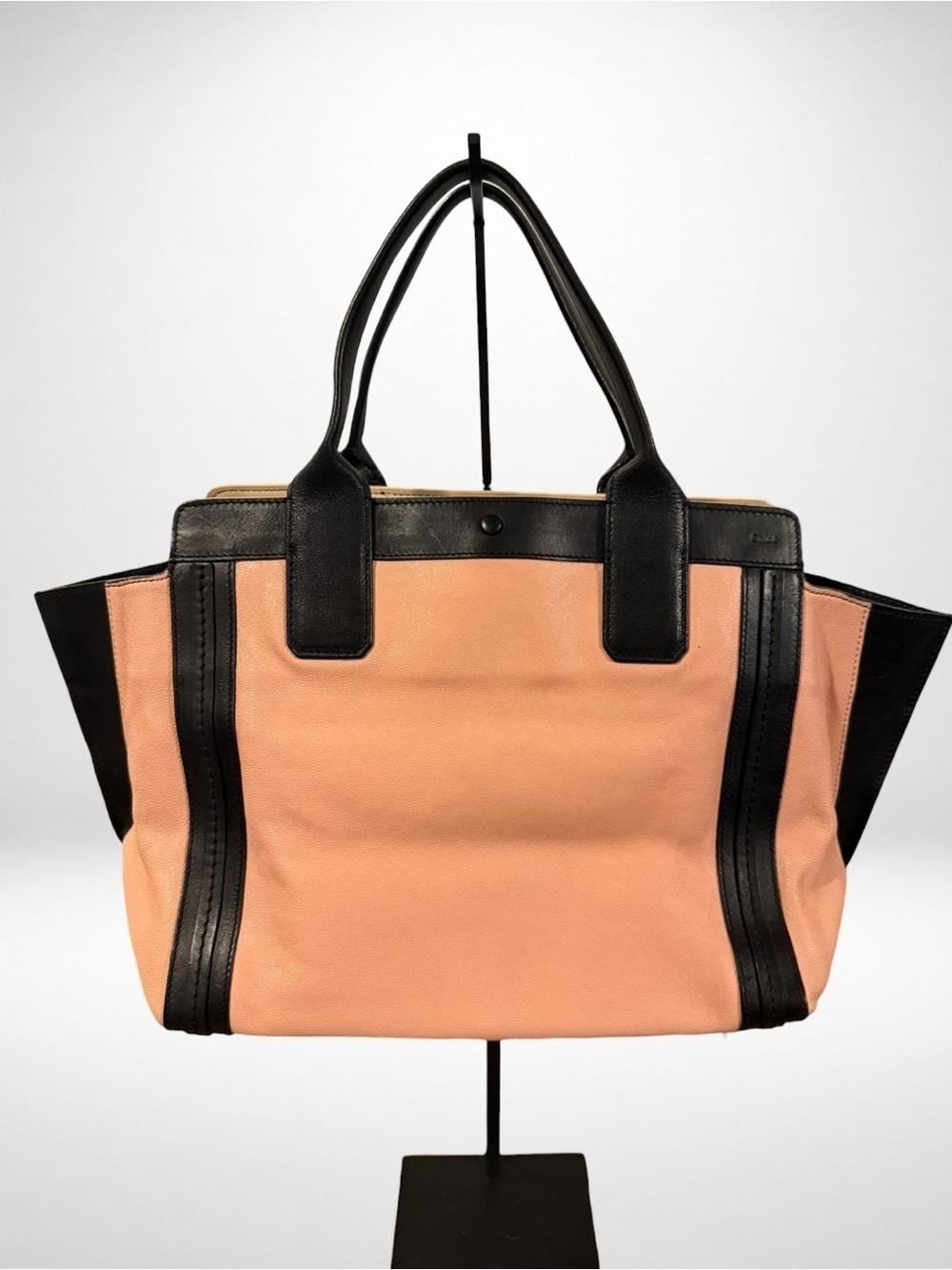 Chloé Alison East West Leather Tote Bag Blush Pink Black Shoulder Bag